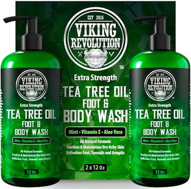 Viking Revolution Tea Tree Oil Body Wash Soap For Men - Helps Athlete's Foot, Toenail, Jock Itch, Eczema, Ringworm &amp; Body Odors - Extra Strength Men's Body Wash (2 Pack)