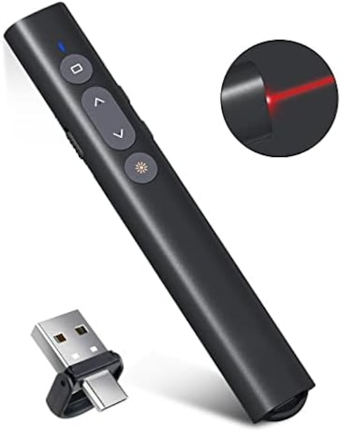 جهاز عرض تقديمي USB-A/USB-C لمؤشر العروض التقديمية Powerpoint، جهاز تحكم عن بعد لمقدم العرض اللاسلكي، جهاز عرض Google Slide Advancer، لوحة ذكية لعرض الشرائح