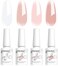 Vishine 4Pcs Jelly Nude Pink Milky White Rose Gel Nail Polish Set Sheer Clear Crystal Translucent French Manicure Gel Nail Polish Kit 8ml