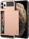 Case For iPhone 11 Pro Max Case Wallet Credit Card Holder Slot Sliding Door Hidden Pocket Dual Layer Hybrid Bumper Armor Protective Hard Shell Back Cover For iPhone 11 Pro Max 6.5 Rose Gold