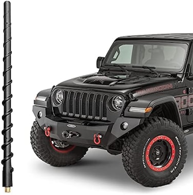 Vofono 13 Inch Spiral Antenna For Jeep Wrangler Gladiator 2007-2024 Jk Jl Jt Unlimited Rubicon Sahara Sport Willys 4Xe Mojave High Altitude, Short Antenna Upgrade Jeep Wrangler Gladiator Accessories