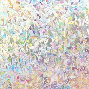 Volcanics Window Privacy Film Static Clings Vinyl 3D Decals, Stickers Rainbow Film For Glass Door Heat Control Anti UV 17.5 X 78.7 Inches