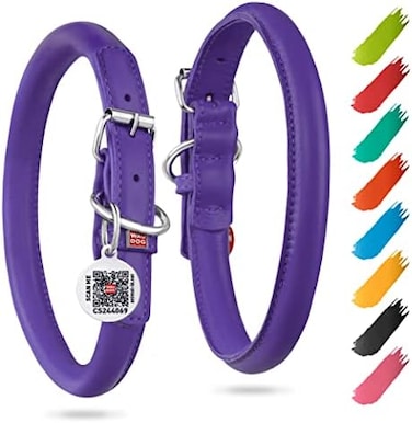 طوق جلد ملفوف للكلاب الصغيرة - أطواق للكلاب مبطنة ناعمة للكلاب المتوسطة - أطواق للكلاب من السلالات الكبيرة - طوق للكلاب من الذكور والإناث