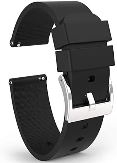 Watch Strap, Soft Silicone Quick Release Watch Band, Stainless Steel Buckle, Choose Color &amp; Width, 18mm, 20mm, 22mm, Silky Smooth Rubber Watch Bands