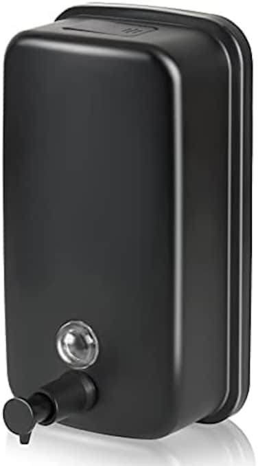 Stainless Steel Soap Dispenser Wall Mount Black 304 Commercial Bathroom Soap Dispensers Leakproof Metal Soap Pump For Kitchen Hand Dish Sink 800ml/27Oz