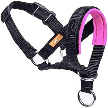 Dog Head Collar, Fabric Padded Head Collar For Dogs To Prevent Pulling, Adjustable Dog Head Harness (M, Pink)