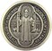 Silver Tone Saint Benedict Of Nursia Pocket Prayer Token Medal, 1 1/8 Inch