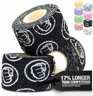 شريط لاصق لرفع الأثقال من Wod Nation - 3 عبوات بطول 23 قدمًا، شريط رياضي مريح وقابل للتمدد لرفع الأثقال والتدريب المتقاطع - حماية الإبهام واليد والأصابع