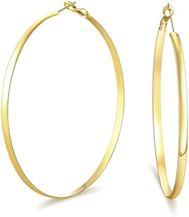 Wowshow 5mm Thick Flat Edge Gold Hoop Earrings For Women Girls 30mm-70mm