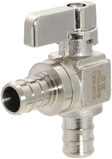 1 Piece 1/2" Pex Mini Shut Off Angle Ball Valve, Full Port, 1/4-Turn, Brass