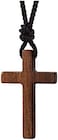 Natural Walnut Wood Cross Pendant Necklace For Men Women Wooden Car Rearview Mirror Pendant
