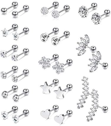 Yadoca Surgical Steel Cartilage Earrings For Women Men Cartilage Piercing Jewelry Stainless Steel Tragus Earrings Gold Cartilage Earring Sets For Multiple Piercing Conch Helix Tragus Piercing Jewelry