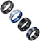 Stainless Steel Ring Set (4Pcs Band), Men's Wedding Rings, Cool Spinner Rings, Black, Silver, Gold, Blue, 8mm Width, Unisex