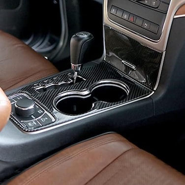 Yoctm لسيارة جيب جراند شيروكي 2011 2012 2013 ملحقات داخلية من ألياف الكربون الحقيقية وحدة التحكم المركزية غطاء حامل الكأس