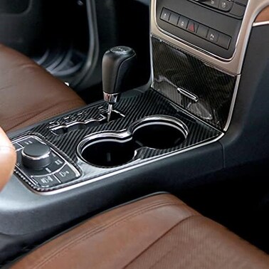 Yoctm لسيارة جيب جراند شيروكي 2011 2012 2013 ملحقات داخلية من ألياف الكربون الحقيقية وحدة التحكم المركزية غطاء حامل الكأس