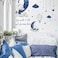 Yovkky Watercolor Blue Grey Sleeping Elephant Wall Decals, We Made A Wish Moon Star Cloud Stickers Hot Air Balloon Nursery Decor, Home Baby Shower Decoration Kids Toddler Bedroom Playroom Art Gift