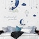 Yovkky Watercolor Blue Grey Sleeping Elephant Wall Decals, We Made A Wish Moon Star Cloud Stickers Hot Air Balloon Nursery Decor, Home Baby Shower Decoration Kids Toddler Bedroom Playroom Art Gift