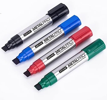 Permanent Markers, Jumbo Size, Set Of 4, Waterproof &amp; Smear Proof Markers, Quick Drying, Great On Plastic, Stone, Wood, Metal And Glass For Doodling And Graffiti Art (Black, Blue, Red, Green)