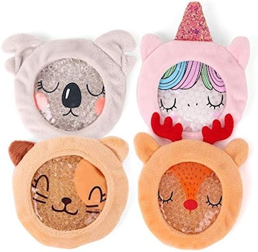 عبوات ثلج للأطفال من Zomaple لـ Boo Boos - عبوة ثلج للأطفال الباردة والساخنة - مثالية Boo Boo Buddy للإصابات وتخفيف الآلام والحمى وأسنان الحكمة والجيوب الأنفية والصداع (عبوة من 4 قطع)