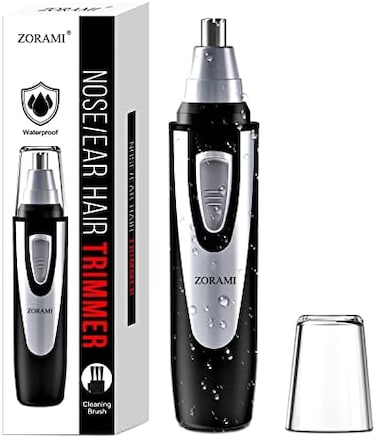 Ear And Nose Hair Trimmer Clipper - 2021 Professional Painless Eyebrow &amp; Facial Hair Trimmer For Men Women, Battery-Operated Trimmer With Ipx7 Waterproof, Dual Edge Blades For Easy Cleansing Black