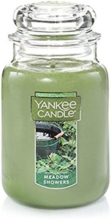 Yankee Candle Meadow Showers Scented, Classic 22Oz Large Jar Single Wick Candle, Over 110 Hours Of Burn Time