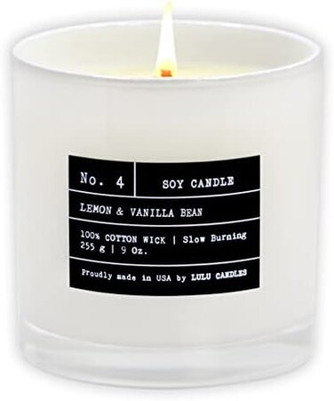 Lulu Candles, Lemon &amp; Vanilla Bean, Luxury Scented Soy Jar Candle, Hand Poured In The USA, Highly Scented &amp; Long Lasting (9 Oz.)