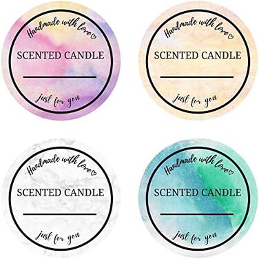 رول ملصقات الشموع، ملصقات مقاومة للماء مقاس 2 بوصة I 300 قطعة لمستلزمات صناعة الشموع، وعلب الشموع، وحاوية الشموع، وبرطمانات الشموع مع الأغطية، وتغليف صناديق الشموع