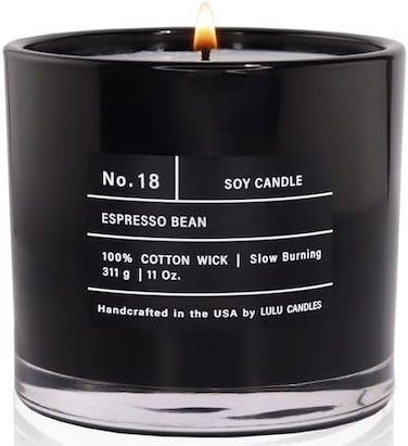 Lulu Candles, Luxury Scented Soy Jar Candle, Hand Poured In The USA, Highly Scented &amp; Long Lasting (Espresso Bean, 11 Oz.)