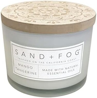 Sand + Fog Scented Candle - Mango Tangerine &ndash; Additional Scents And Sizes &ndash; 100% Cotton Lead-Free Wick - Luxury Air Freshening Jar Candles - Perfect Home Decor &ndash; 12Oz