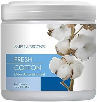 جل ممتص للرائحة معطر الهواء - يمتص الرائحة من الحمامات والسيارات ومناطق الحيوانات الأليفة والقوارب والمركبات الترفيهية - مصنوع من الزيوت العطرية - رائحة القطن المنعش - 15 أونصة