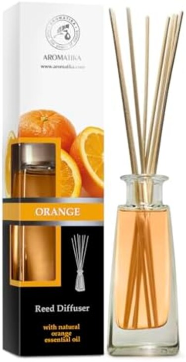Aromatika Trust The Power Of Nature Orange Diffuser W/Orange Oil 100ml - Fresh Room - Long Lasting Fragrance - Scented Reed Diffuser.