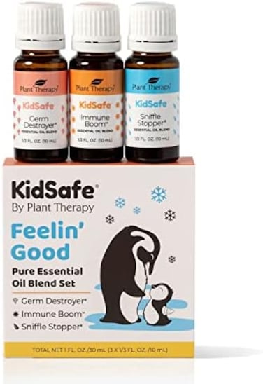 Plant Therapy Kidsafe Feelin' Good Essential Oil Blend Set, Includes: Germ Destroyer, Immune Boom, Sniffle Stopper 100% Pure, Undiluted, Natural Aromatherapy 10 ml (1/3 Oz)