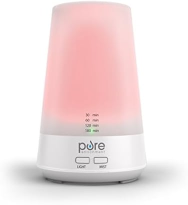 Purespa Essence Aromatherapy Oil Diffuser - معطر هواء طبيعي بالكامل مع ضوء مزاج اختياري متغير اللون ومؤقت إيقاف تلقائي للاستخدام الآمن في المنزل والمكتب