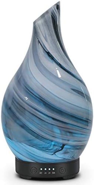 Equsupro Essential Oil Diffuser Aroma Ultrasonic Scent Diffuser, Night Light With Handmade Glass, Bpa Free, 7 Color Changing Waterless Auto-Off Timer Setting 120 ml (Grey)