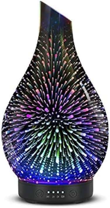 Equsupro Essential Oil Diffuser Aroma Ultrasonic Diffuser, Night Light With Handmade Glass, Bpa Free, 7 Color Changing Waterless Auto-Off Timer Setting 120 ml (Silver)