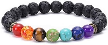 Gelconnie Lava Rock Chakra Bracelet 7 Chakra 8Mm Natural Stone Healing Bracelet Stress Relief Yoga Beads Anxiety Bracelet Aromatherapy Essential Oil Diffuser Bracelet Bangle