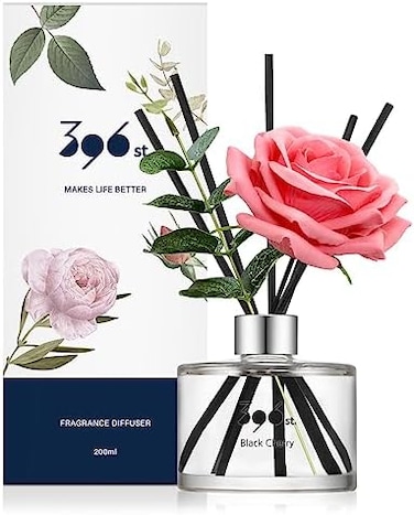 396 St. Rose Flower Reed Diffuser, Black Cherry, 200ml(6.7Oz) / Reed Diffuser Sets, Scentsy Home Fragrance, Scented Oils, Home &amp; Bathroom D&eacute;cor