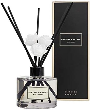 مجموعة ناشر أعواد عطر الثقافة والطبيعة بحجم 6.7 أونصة (200 مل) من أعواد أعواد الكرز المعطرة بالكرز الأسود