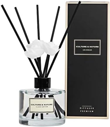 Culture &amp; Nature Reed Diffuser Set 6.7Oz (200ml) Clean Cotton Scented Diffuser With Sticks Home Fragrance Reed Diffuser For Bathroom Shelf Decor