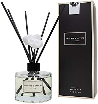 Culture &amp; Nature Reed Diffuser Set 6.7Oz (200ml) Jasmine Scented Diffuser With Sticks Home Fragrance Reed Diffuser For Bathroom Shelf Decor