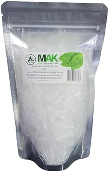 Menthol Crystals 100% Pure Organic Natural Spa Quality In 8Oz Resealable Bag