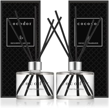 Cocod&#39;Or Signature Reed Diffuser/Lemon Eucalyptus/6.7Oz(200ml)/2 Pack/Reed Diffuser, Reed Diffuser Set, Oil Diffuser &amp; Reed Diffuser Sticks, Home Decor &amp; Office Decor, Fragrance And Gifts