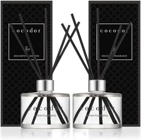 Cocod&#39;Or Signature Reed Diffuser/Lemon Eucalyptus/6.7Oz(200ml)/2 Pack/Reed Diffuser, Reed Diffuser Set, Oil Diffuser &amp; Reed Diffuser Sticks, Home Decor &amp; Office Decor, Fragrance And Gifts