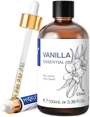 Hiqili Vanilla Essential Oil For Diffuser, Pure Natural Vanilla Oil For Skin, Soap Making, Candle Making -3.38 Fl Oz