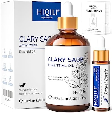 Hiqili Clary Sage Oil Essential Oil, Premium Clary Sage Oil For Aromatherapy Diffuser Skin Hair Care -100ml 3.38 Fl Oz.