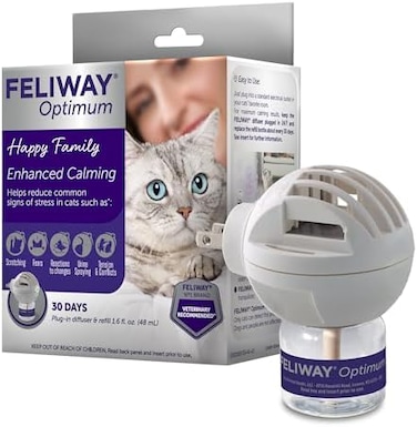 Feliway Optimum Cat, Enhanced Calming Pheromone Diffuser, 30 Day Starter Kit (48 ml), Translucent