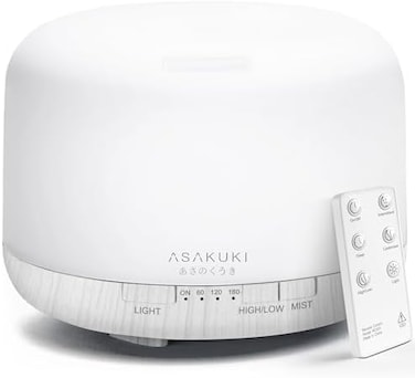 Asakuki 500ml Premium, Essential Oil Diffuser With Remote Control, 5 In 1 Ultrasonic Aromatherapy Fragrant Oil Humidifier Vaporizer, Timer And Auto-Off Safety Switch (White)