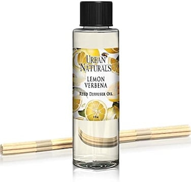 Urban Naturals Lemon Verbena Scented Oil Reed Diffuser Refill, Includes A Free Set Of Reed Sticks! 4 Oz.