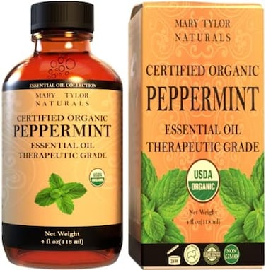 Mary Tylor Naturals (Peppermint) - Organic Peppermint Essential Oil (120ml), Usda Certified, Mentha Piperita For Stress Relief, Relaxation, Aromatherapy, Diffuser