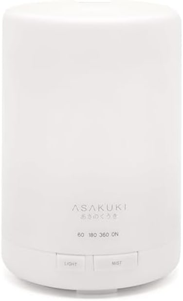 موزع روائح الزيوت العطرية سعة 300 مل من Asakuki، مرطب ممتاز 5 في 1 هادئ، موزع روائح عطرية منزلية طبيعية مع 7 مصابيح LED متغيرة الألوان وإصدار مطور من مفتاح الأمان التلقائي